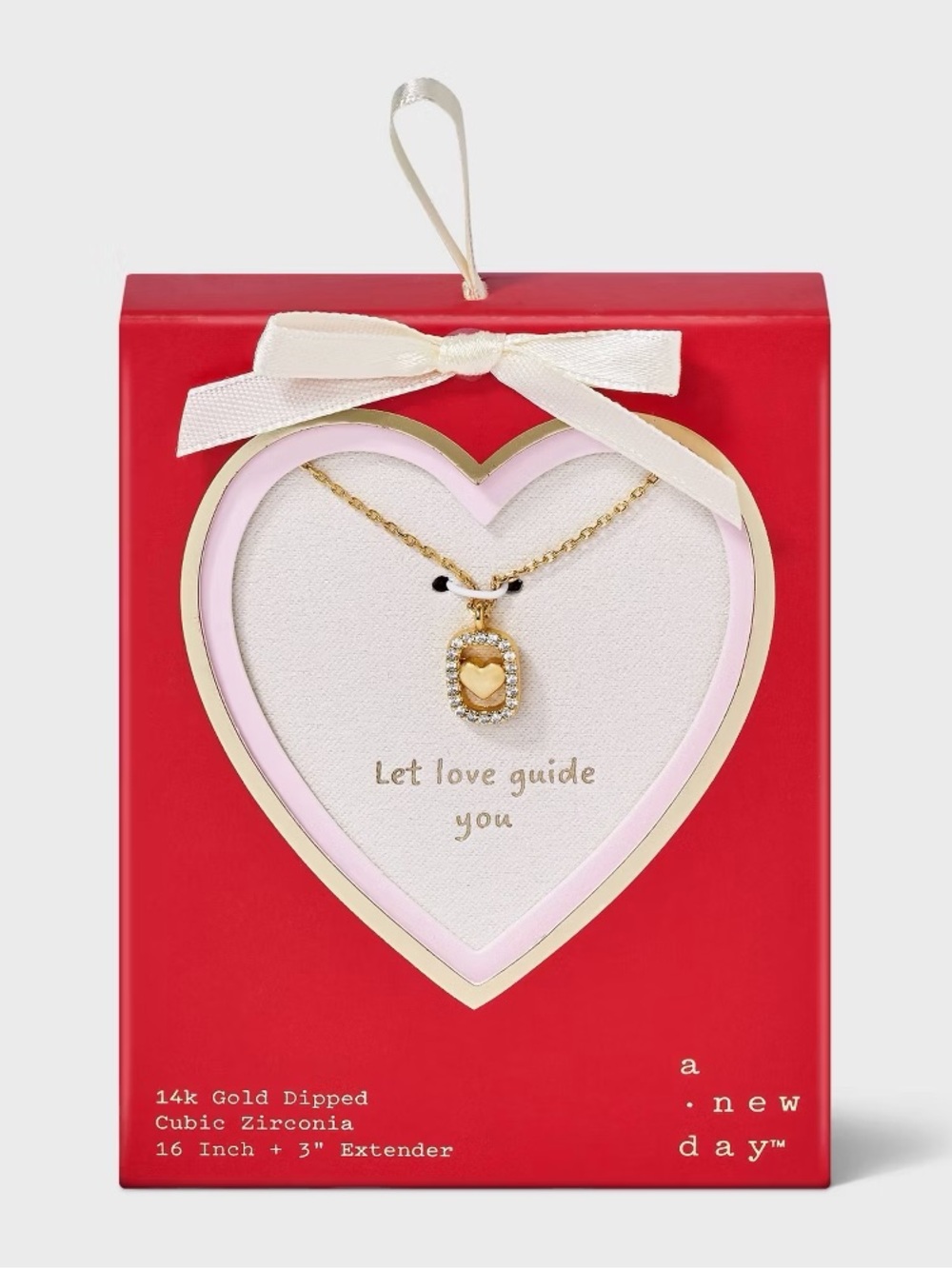 A New Day 14K Gold Dipped Cubic Zirconia Heart Tag Pendant Necklace